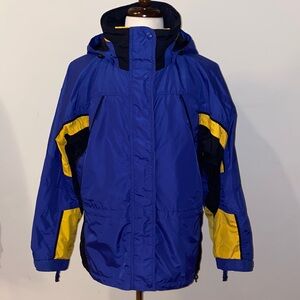 Vintage Columbia Sportswear Blue & Yellow Fire Ridge Shell Jacket Size Large